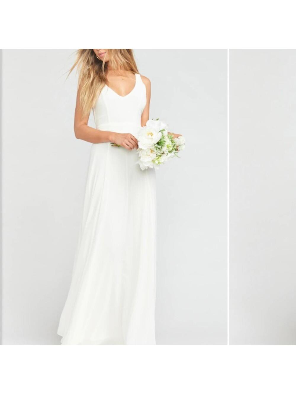 NWT Show Me Your Mumu Jenn Maxi Dress Ivory Chiffon Wedding Bridesmaid X-Small